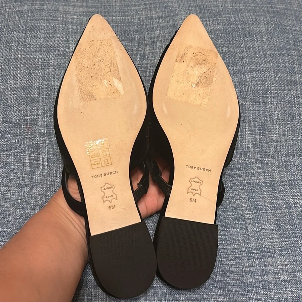 Tory Burch, VELVET DRESS FLAT IN BLACK, US 6, NWOT